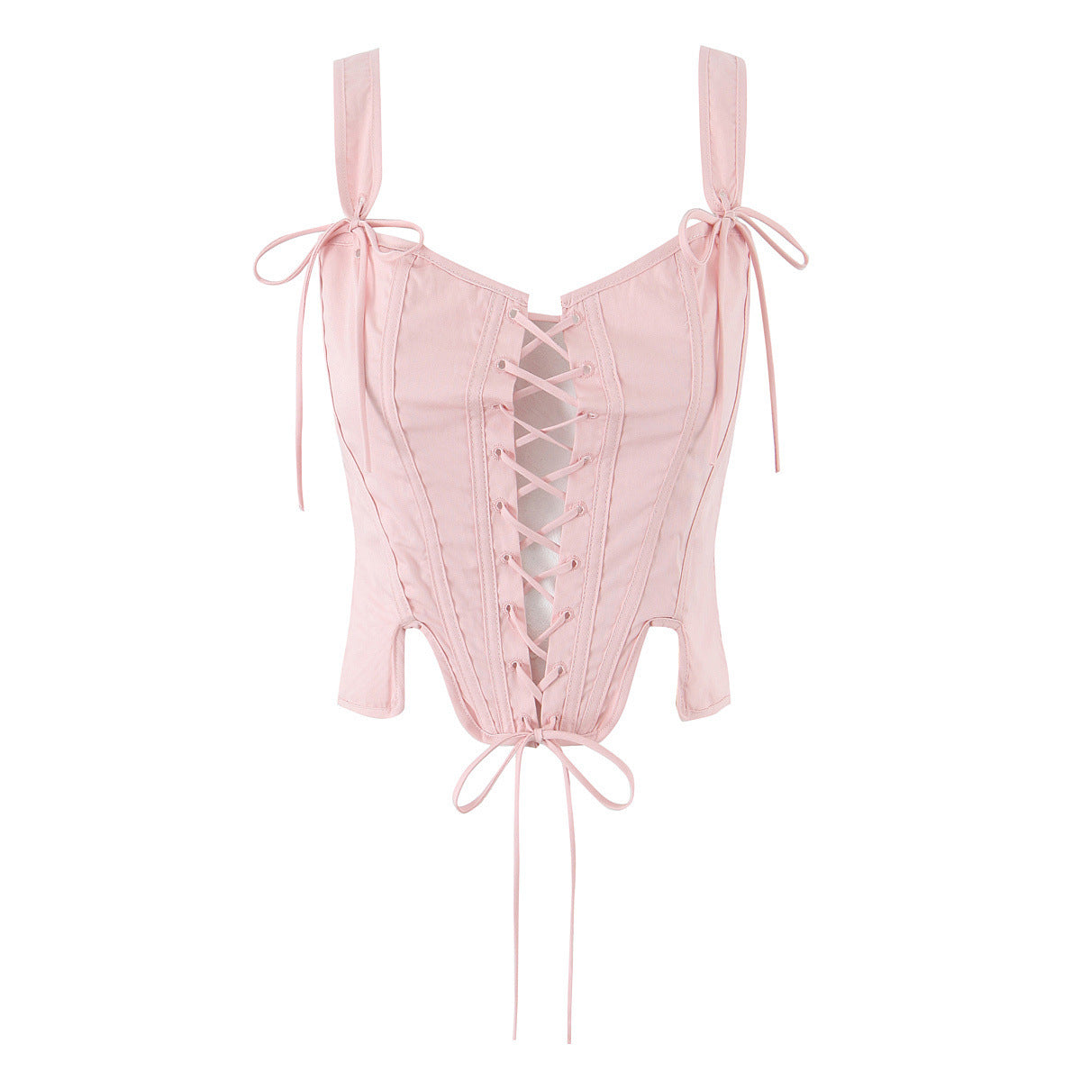 Slim fit cross tie corset waist cinched top for women